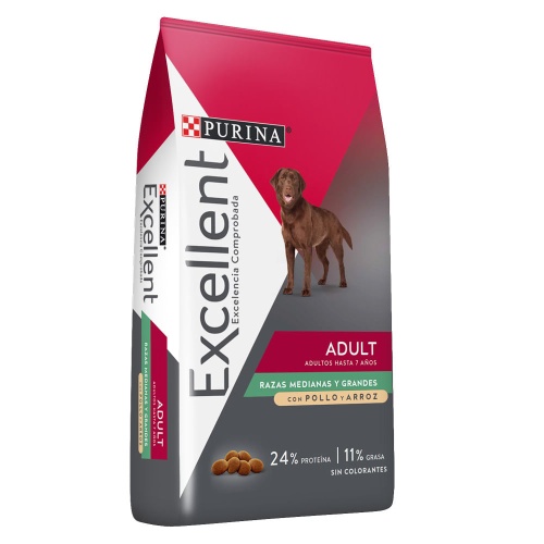 Purina excellent perro adulto raza mediana grande de lado formato 15 kgs